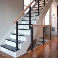 Modern Stair Railing Design For Steps Matte Black Cable Railing